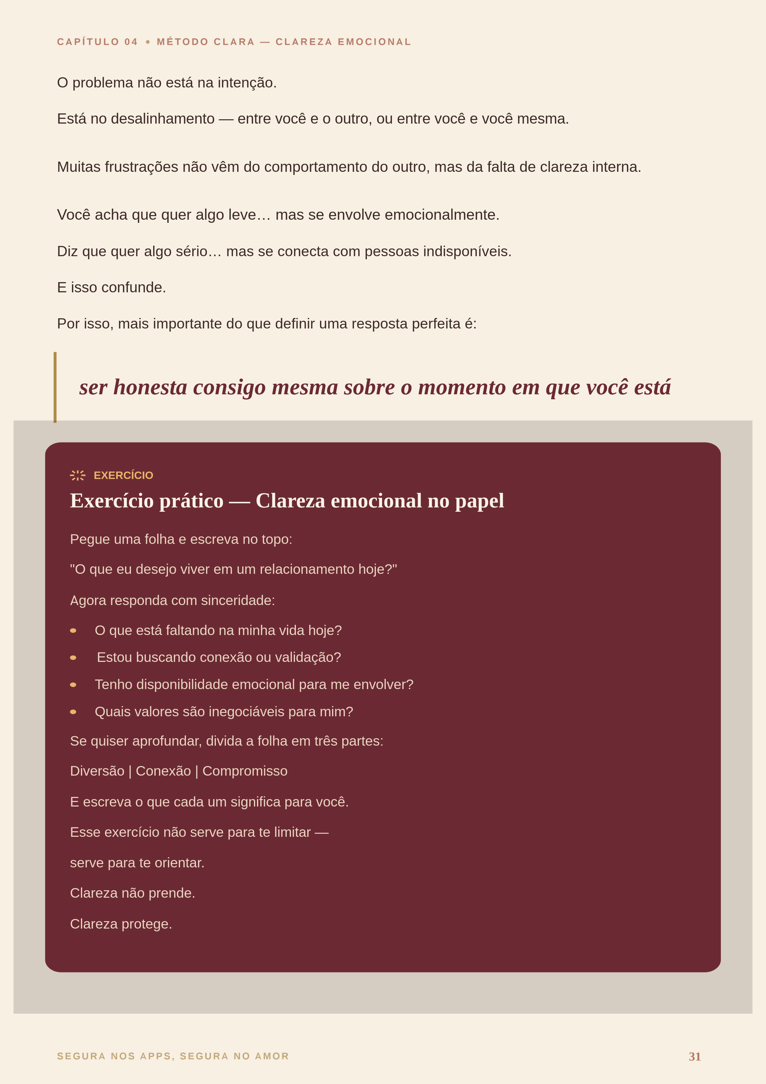Exercício prático — Clareza emocional no papel